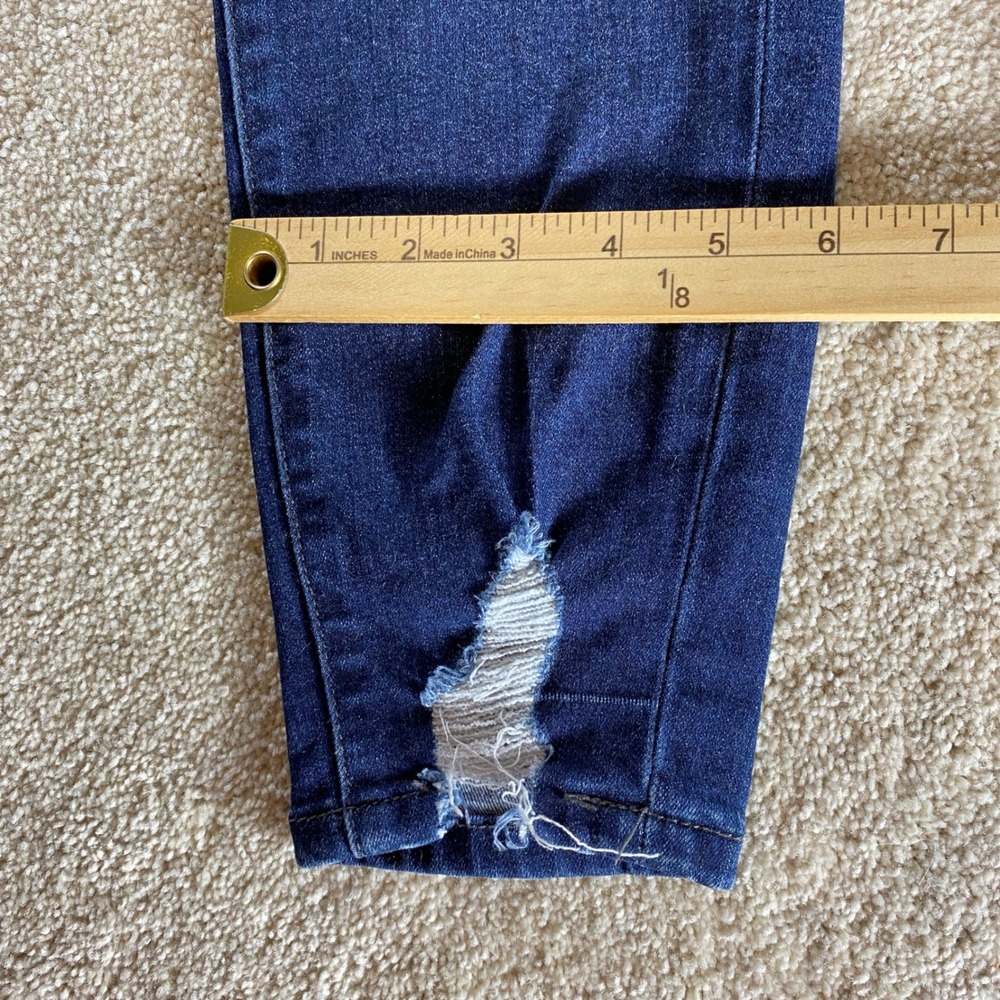 KanCan Skinny Jeans Womens 9/28 Dark Wash Excellent Distressed Button Fly - Picture 8 of 12